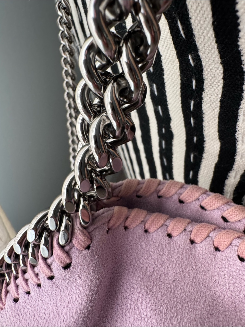 Stella McCartney Falabella Tote Light Purple & Gunmetal Chains with COA - Picture 6 of 11